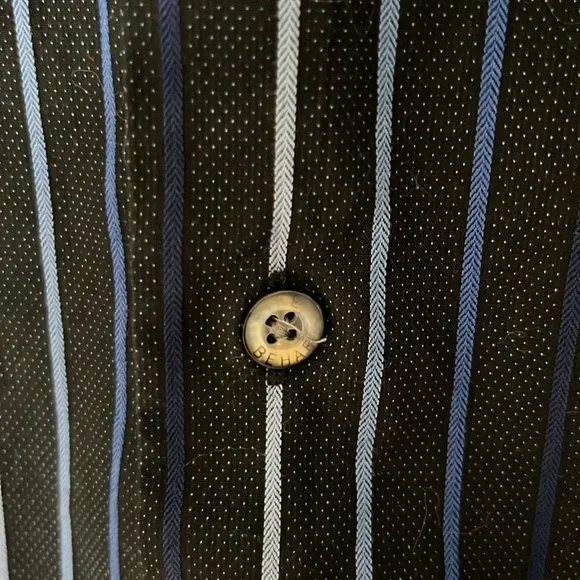 Ike Behar Black and Blue Men’s Striped Button Down ❤️ - Picture 4 of 8